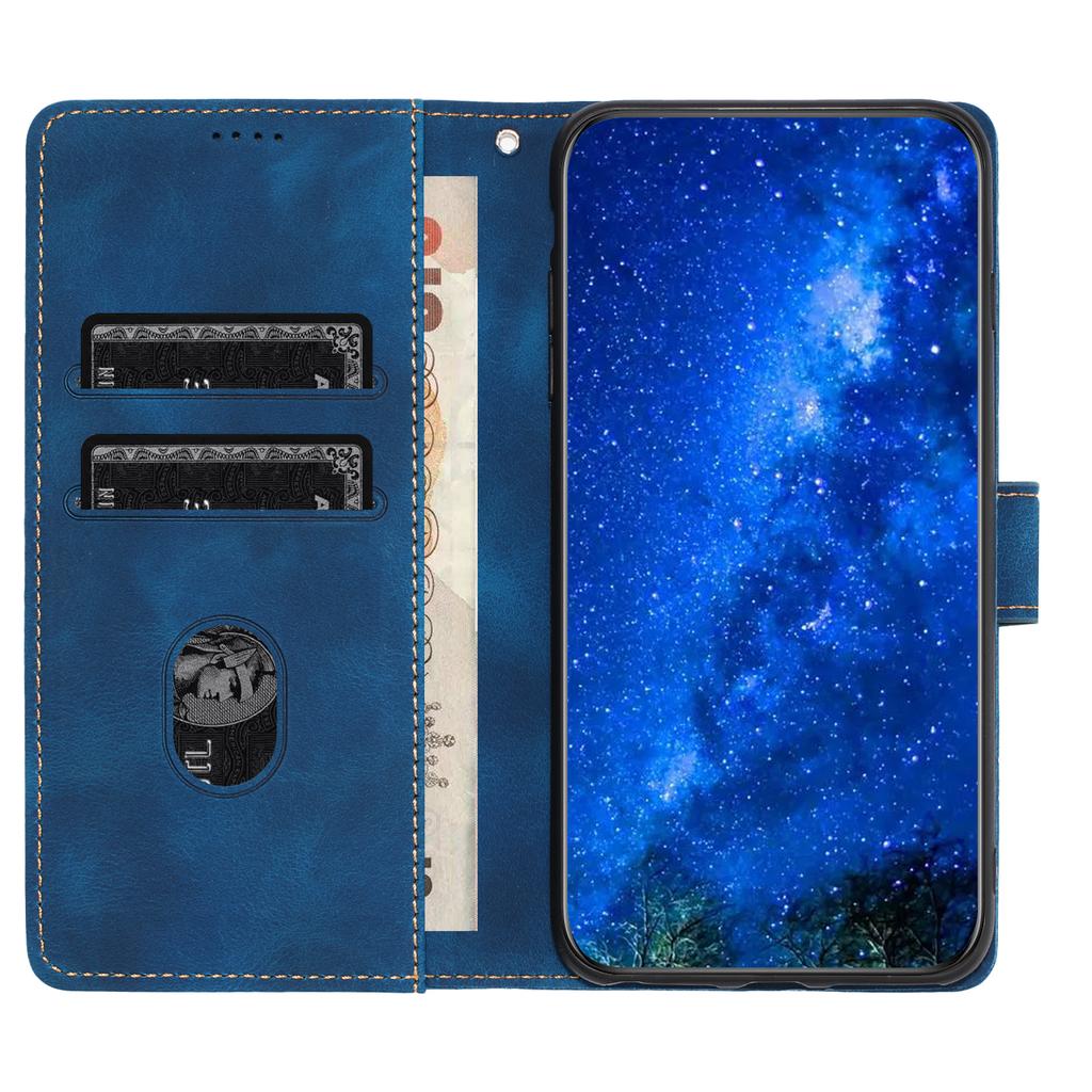 L002 Retro Leather Phone Case for iPhone 11 Pro Lines Imprinted Stand Wallet Anti-fall Cover