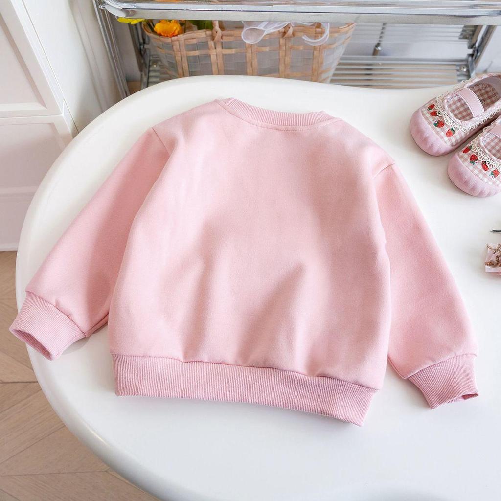 2024 Autumn Baby Girl Korean Hoodie - Cartoon Style with 3D Rabbit Decoration