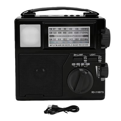 Portable Radio with Bluetooth Solar Charging and Memory Card Slot Rechargeable Battery Operated Radio Easy Tuning Large