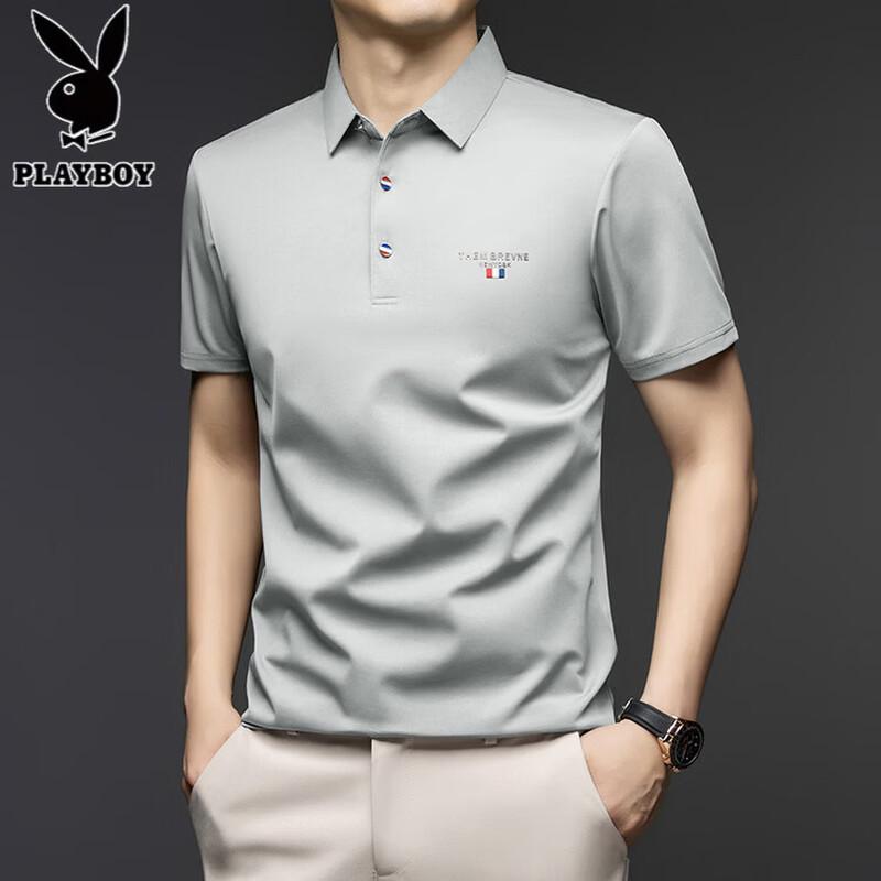 

PLAYBOY Men s Silk-Blend Ice Silk Polo Shirt 3XL
