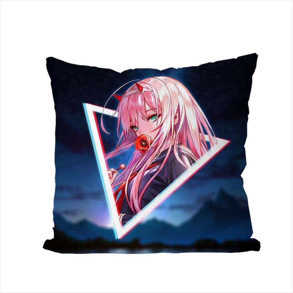 Anime Zero Two Pillow Case For Car Sofa Decorative Home Doublesided Print Plush Square Throw Pillow Cushion Cover 30x30cm