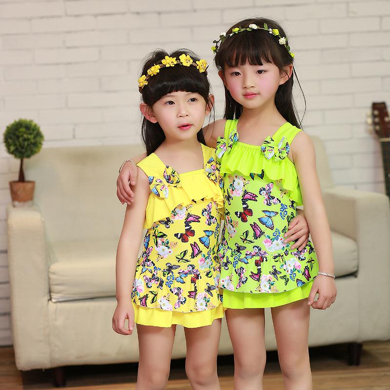 Mädchen Bademode Sommer Nette Kinder Mädchen Einteiliges Kleid Badeanzug Kinder Badeanzug Bademode Hut Sets