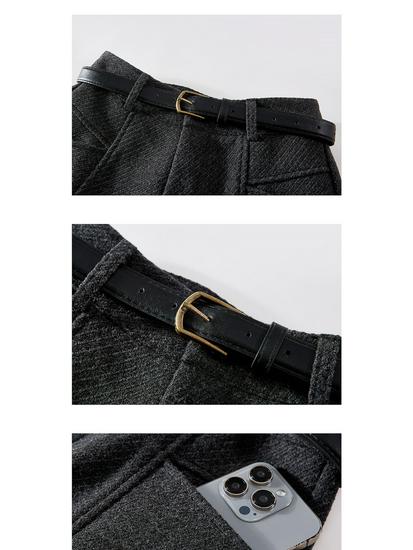 Woolen High-Waisted Wide-Leg Shorts for Women - Autumn/Winter Style, Slimming Fit, Perfect with Boots