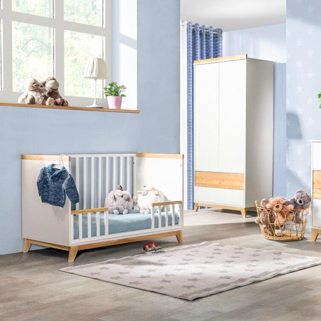 Nordic 2-in-1 Baby Cot 120x60 Cm - Wooden Bed for a Child + Barrier