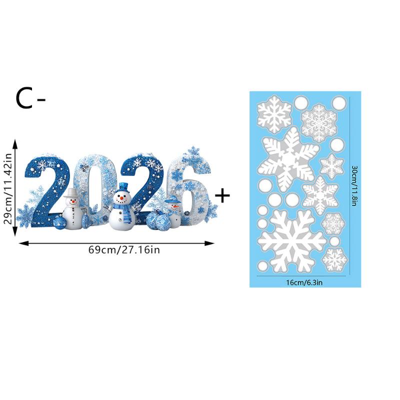 2026 Merry Christmas Glass Window Stickers Cartoon Designs Decals Stickers For Home Xmas Ornaments Gifts