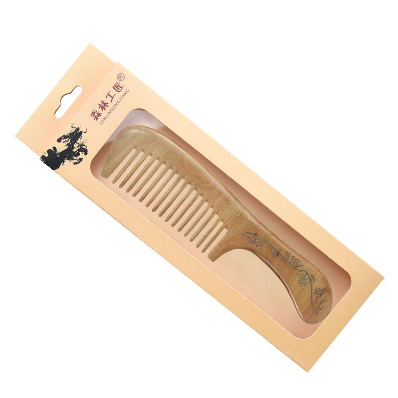 Camphor Wood Large Comb - Scalp Massaging, Carved Handle, Fine Tooth Hairdressing Tool
