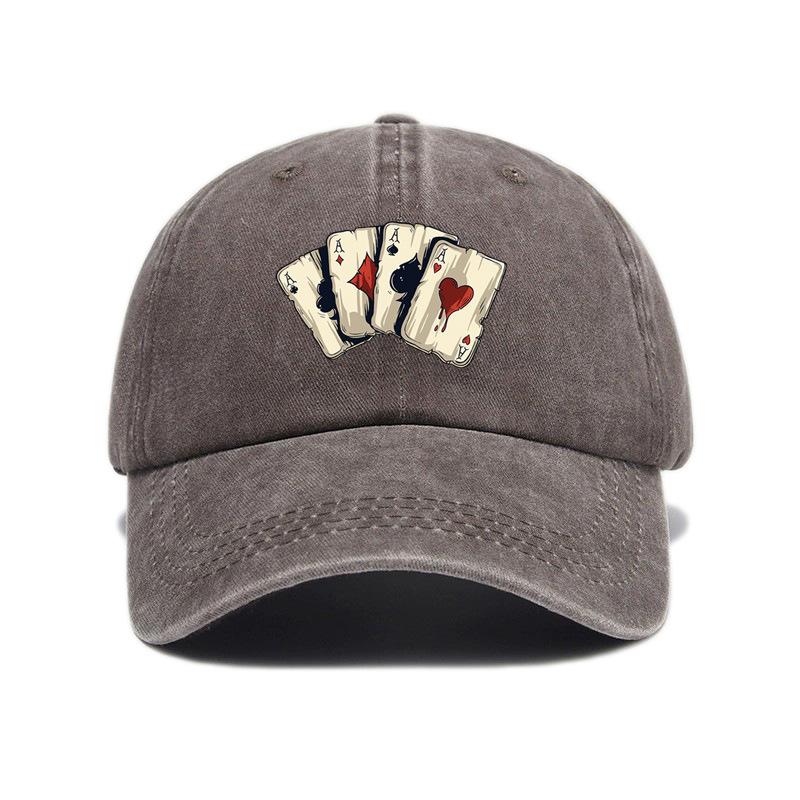 A Unisex Baseball Cap with AAAA Playing Card Print, Soft Top, Vintage Style for Men and Women, Adjustable Fit, Suitable for Outd