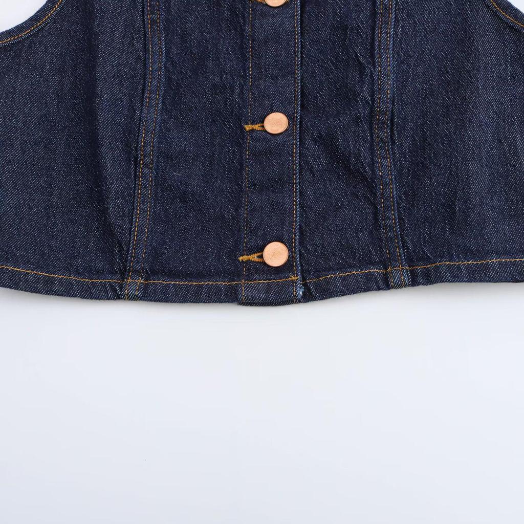 Women's Denim Set: Spring 2025 Short Turn-Down Collar Top & Mid-Waist Straight-Leg Jeans.