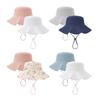 2Pcs Breathable Cotton Infant Sun Protection Hat Adjustable Strap Windproof Design Caps for Beach Trip and Outdoor