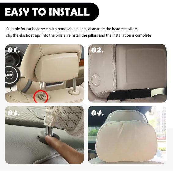 Junecarp Car Headrest Pillow,Breathable & Ergonomic Car Neck Pillow For Head & Neck Supporting,Headrest Pillows For Cars Interior Accessories For