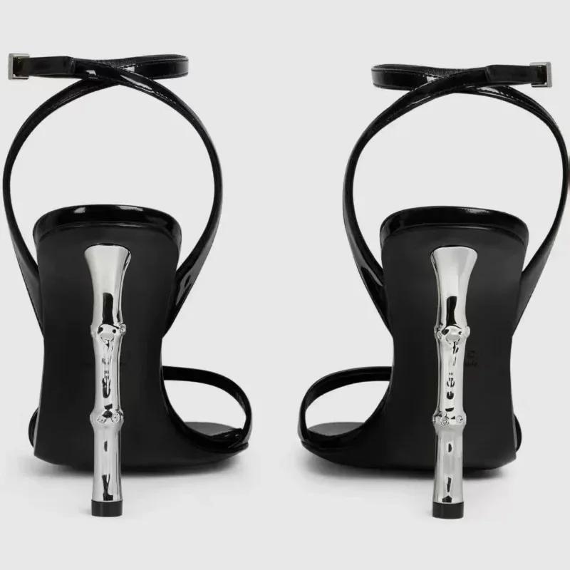 Sexy Black Heels Women Summer Open Toe Round Toe Designer Sandals Luxury Banquet Elegant Naked Strap Party Pumps Sandalias Mujer