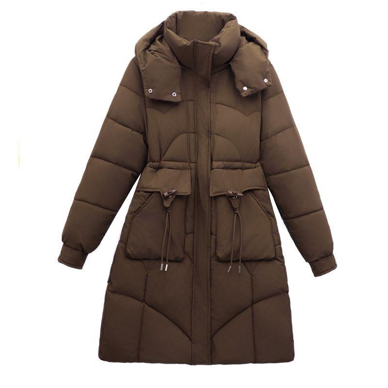 Cotton Jacket for Women's Mid-length Korean Style Horn Button Middle-aged Mother's Thickened New