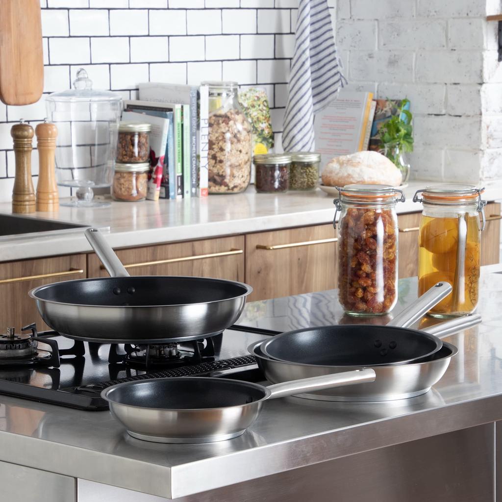 Endo Shoji Commercial Murano Induction Teflon Select Frying Pan, 28cm, Induction Compatible, 18-8 Stainless Steel with Teflon Coating (AHLV703)