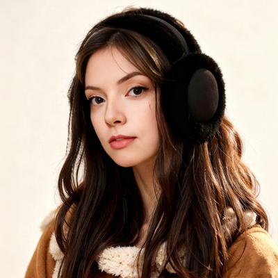 Faux Fur Earmuffs with Elastic Headband Foldable Design Fluffy Warm Ear Warmers Plush Exterior Winter Accessory