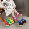 Fashion Women Shoes Plus Size 34-43 Summer 2024 Elegant Wedge Ankle Buckle High Heel Pumps Sandals Comfortable Platform Shoes
