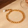 Euro-American Style 18K Gold Stainless Steel Figaro Chain Anklet with Freshwater Pearl Pendant, Titanium Steel Jewelry