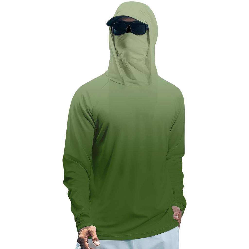 Tricou de vară cu mânecă lungă pentru bărbați Uscare rapidă Îmbrăcăminte de soare Pescuit Fitness Sport Hded Tricou cu mânecă lungă