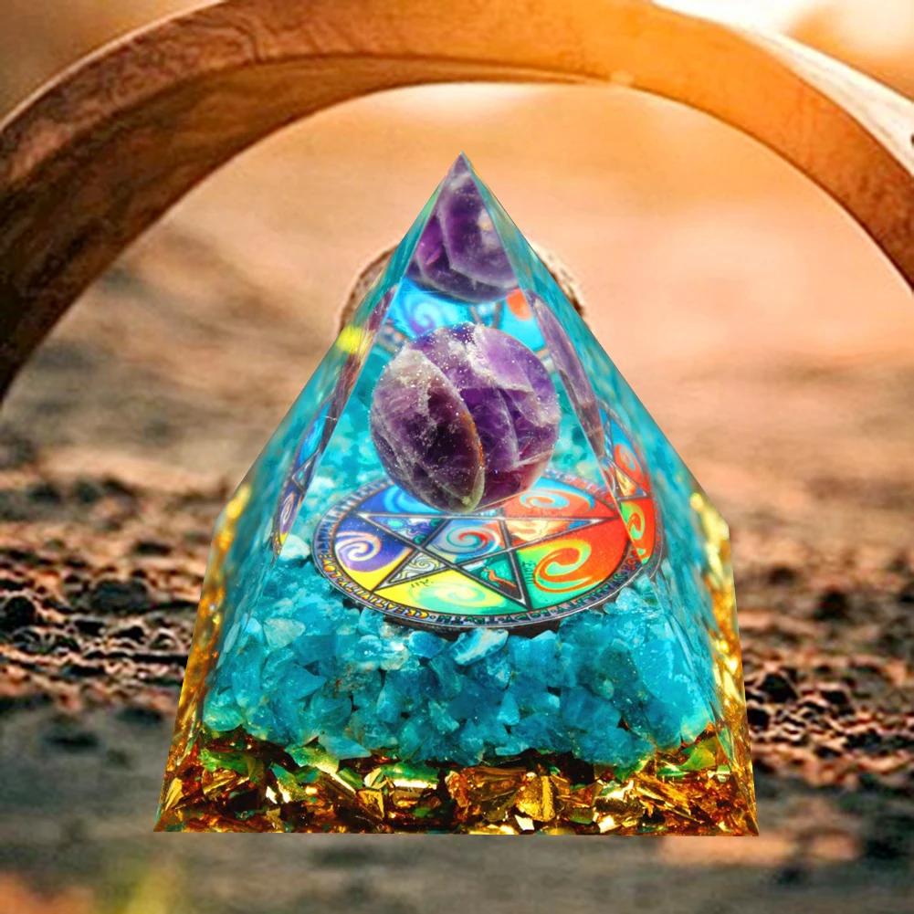 Handmade Orgone Pyramid Natural Crystal Reiki Chakra Orgonite Energy Generator Jewelry Home Office Decoration Gift