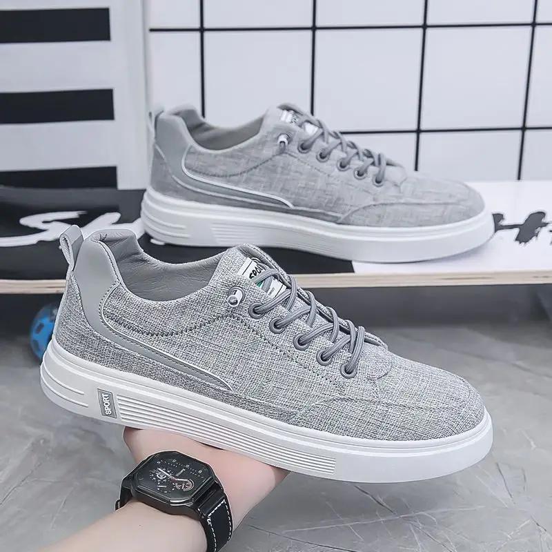 Fashion Canvas Male Shoe Black With Laces Spring Autumn Sneakers Young Students Hiking Retro Comfortable Work Adults Men's Casual Shoes