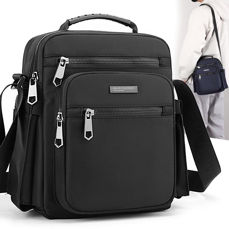 Men's Multi-Layer Business Crossbody Briefcase with Water Bottle Holder