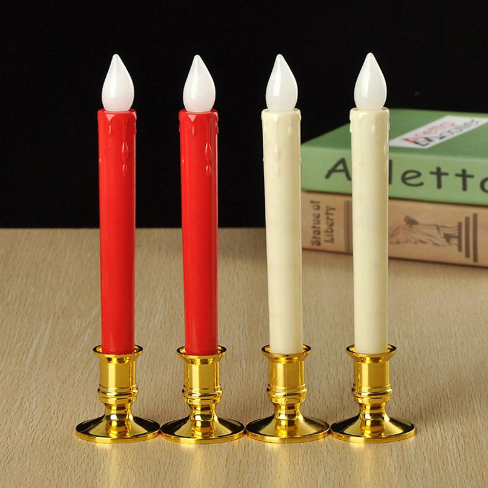 2pcs Traditional Shape Taper Standard Plastic Candle Holders Candlestick Wedding Dinner Decor for Electronic Candles For Party
