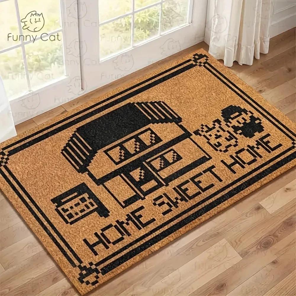 Cartoon Door Mat Welcome Alphabets Non Slip Doormat for Entrance Indoor Outdoors Wear Resistant Entrance Mat  Floor Mat 40cm x 60cm