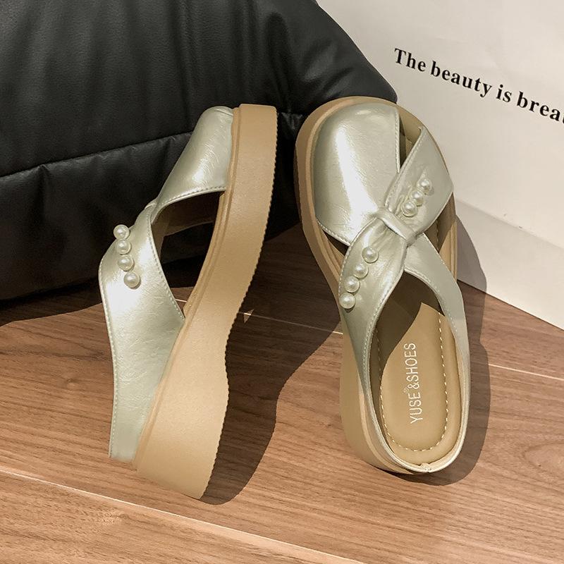 Platform Mary Jane Shoes Women's 2025 Summer New Outwear Fashion Versatile Casual Soft Bottom Non-slip Baotou Slippers