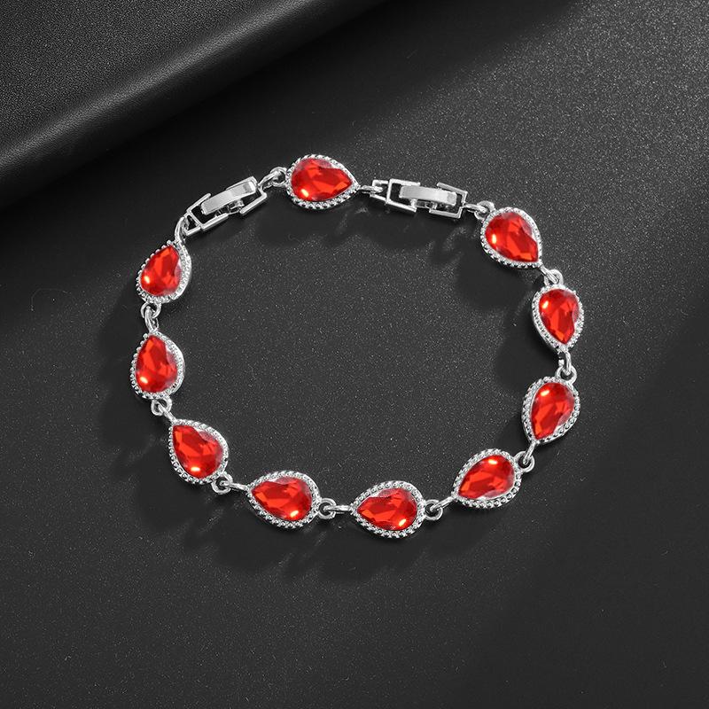 Fashion Trend Women's Simple Inlaid Rainbow Gemstone Bracelet Light Luxury High-end Hand Jewelry