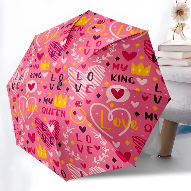 

1pc Love, Queen Automatic Folding Umbrella Durable Iron Frame,All Seasons Home Travel Outdoor Multifunctional Umbrella yy251115124