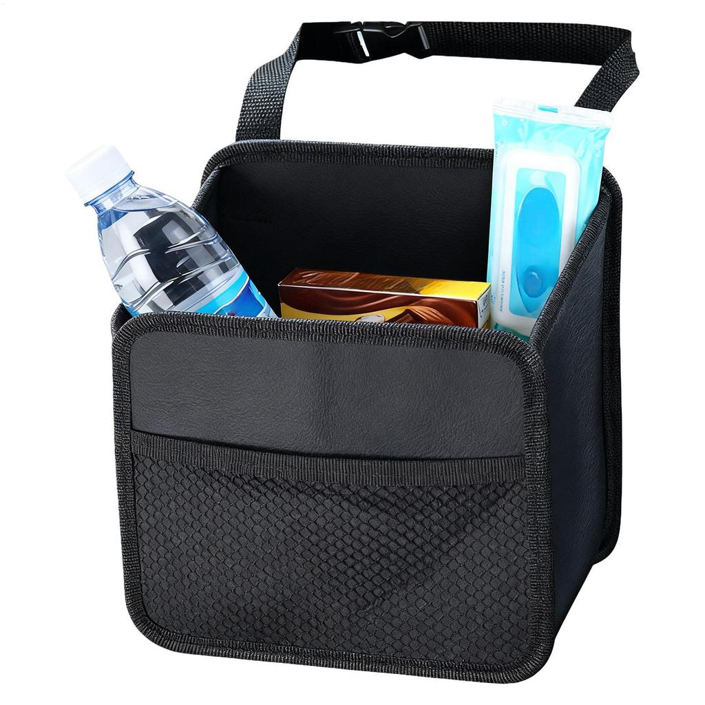 Car Seat Back Storage Bag Foldable Beverage Holder Universal Auto Back Hanging Water Bottle Carrier PU Leather Storage Bag