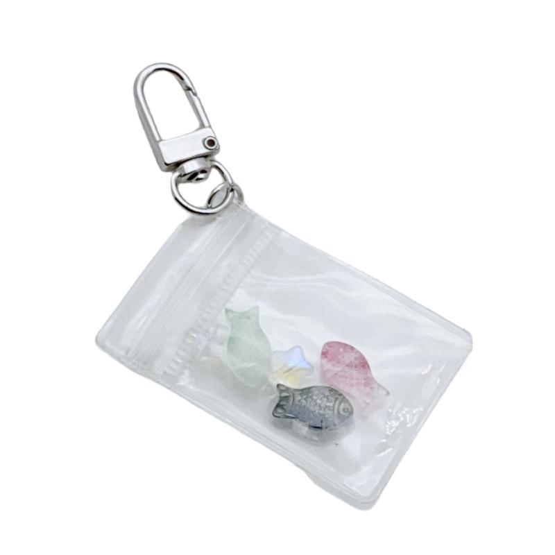 Chic Fruit Themed Clear Keychain Lovely Clear Fruit Bag Key Rings Unique Keychain Accessory Gift for Collectors
