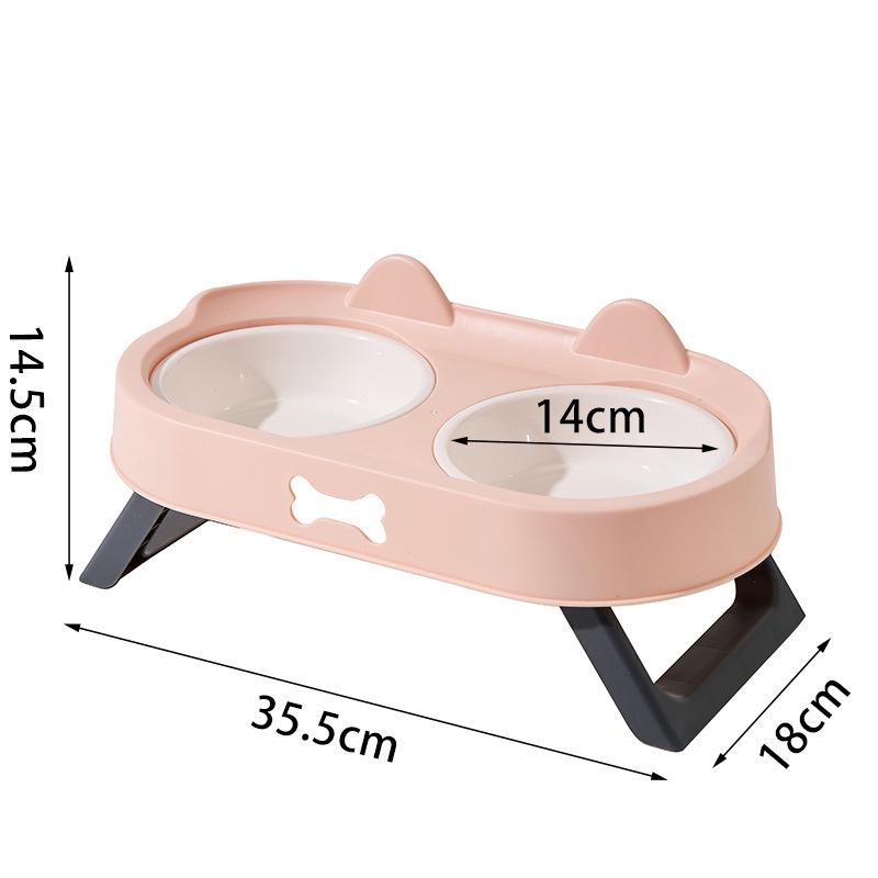 High-Foot Cat Bowl: Non-Slip, Anti-Tip, Slanted Design for Pet Neck Protection.