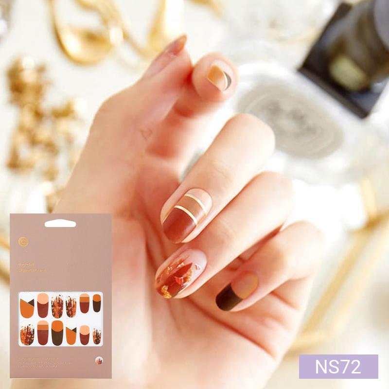 Glam Shell&Glitter Nail Stickers 24pcs | Self-Adhesive Strips, Bold Chic Mix, Quick 5-Min Manicure