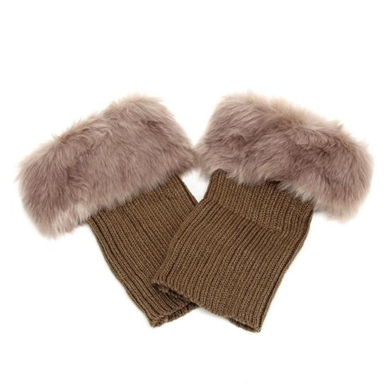 Puños de botas con canalé peludo para mujer, calentadores de piernas, moda de otoño e invierno