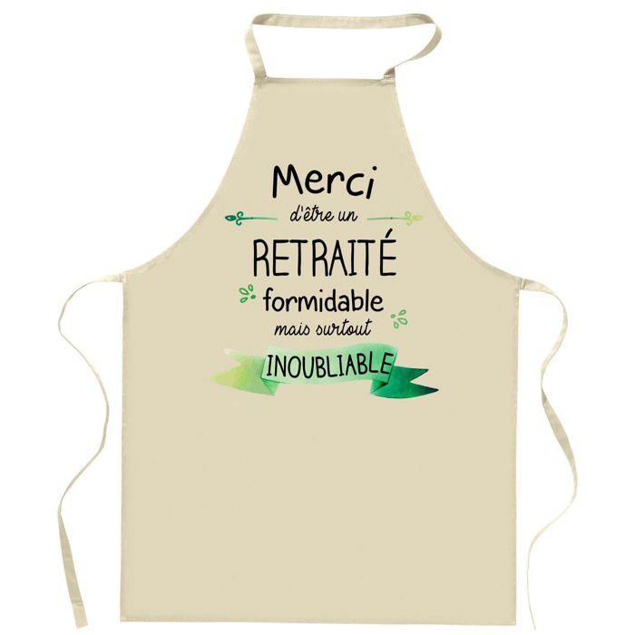 Planetee Tablier de cuisine Retraité Merci Inoubliable | Cadeau Original Homme Humour pour Cuisinier Vêtement Blouse de protection