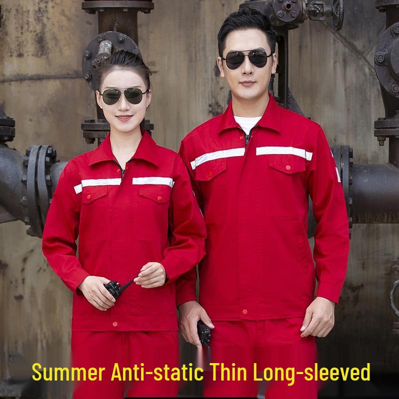 Unisex Summer Thin Long-Sleeve Workwear Set - Durable Auto Repair & Engineering Protective Clothing, Customizable