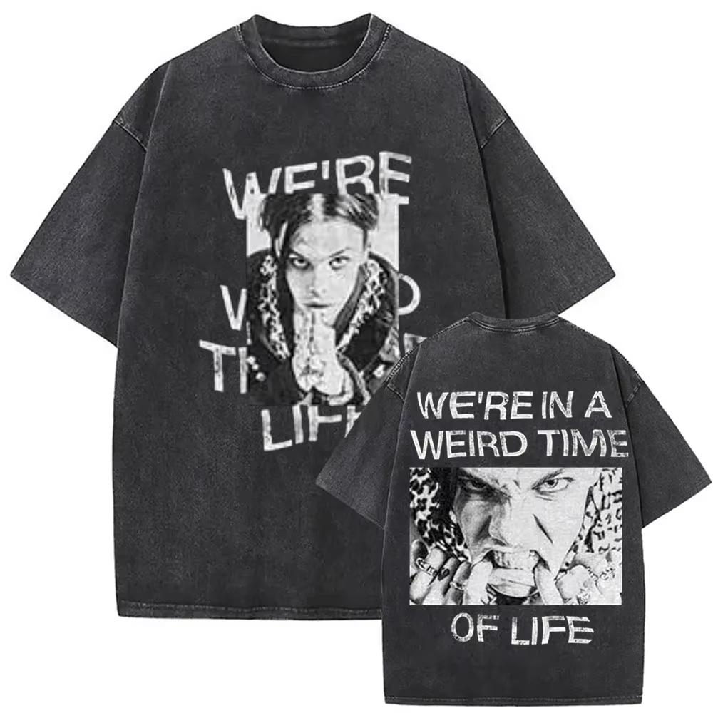 T-shirt Vintage Lavate Yungblud IDOLS The World Tour Uomo Donna Hip Hop Alta Qualità Gotico Oversize Streetwear
