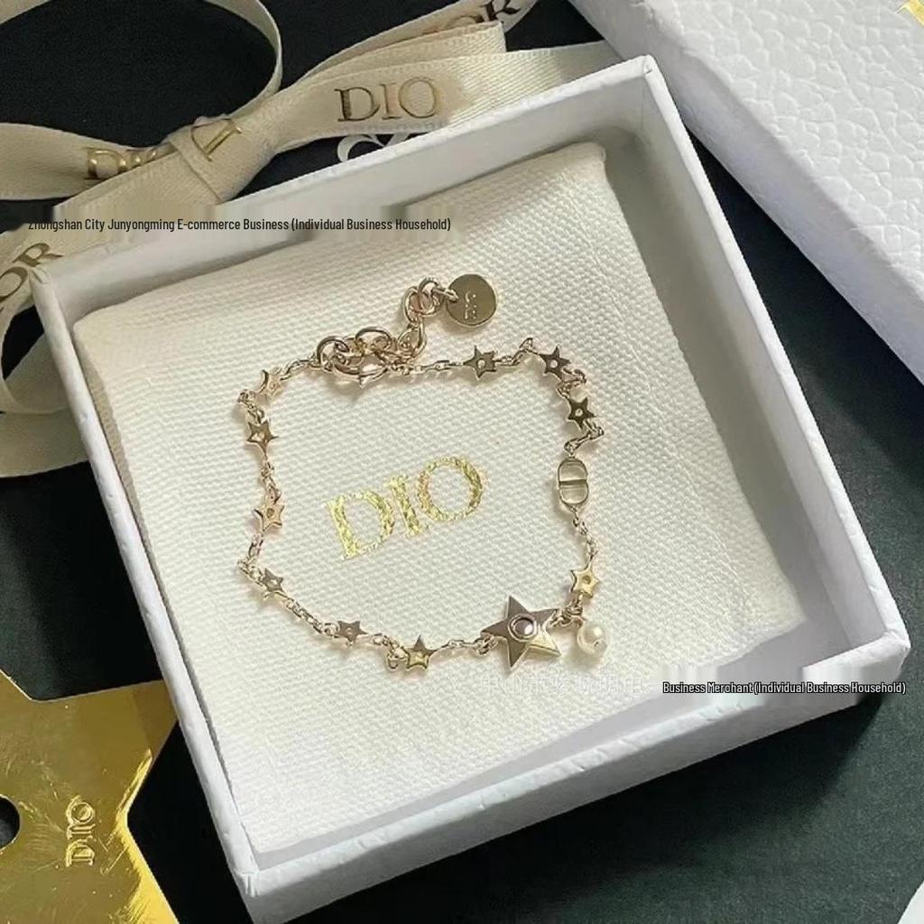 High-Quality Di Jia Letter Star Chain Tassel Pearl Bracelet - Women's Chic Fashion Jewelry