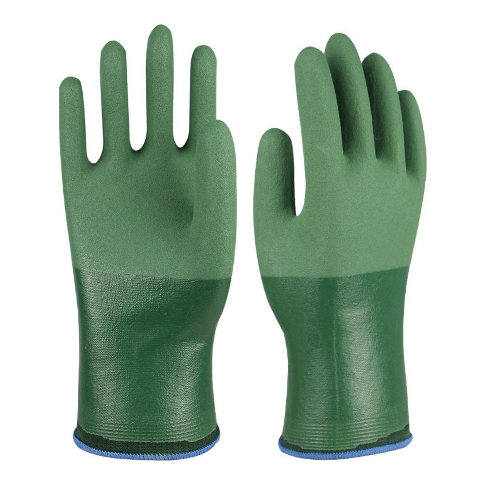 Full Palm Nitrile Gloves Thickened Chemical Proof Gloves Reusable Oil Resistant Gloves  Industrial зелёный