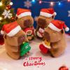 1Pc 20/25CM Kawaii Christmas Capybara Plush Toys Cartoon Capibara Dolls Wears Xmas Hat Holding Gingerbread Man Nice Christmas Gift