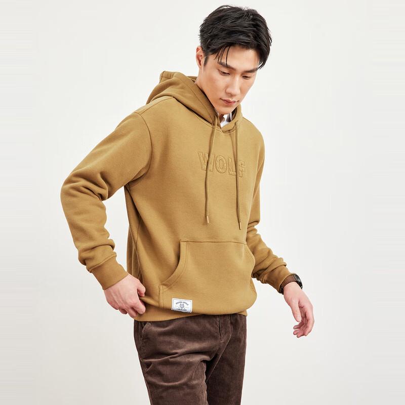 SEPTWOLVES Men's Fleece-Lined Letter Hooded Sweatshirt