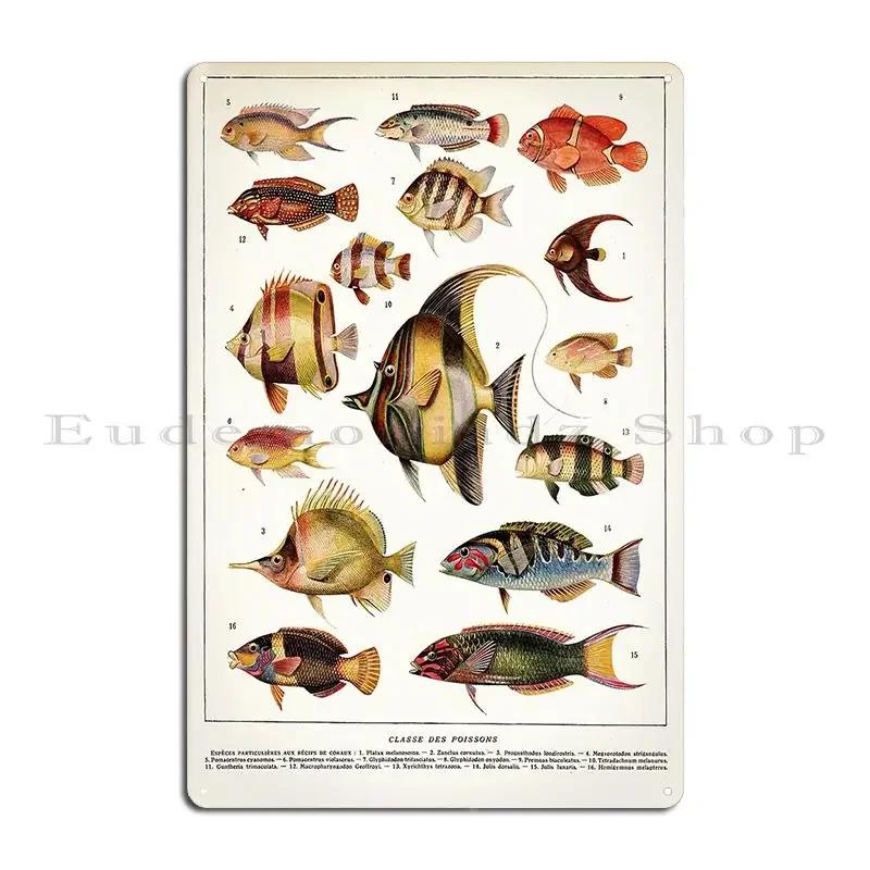Adolphe Millot Poissons Des Coraux French Vintage Zoology Poster Metal Plaque Poster Custom Customize Garage Tin Sign Poster