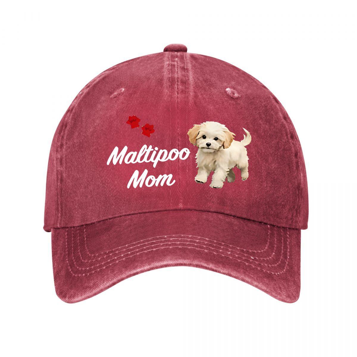 Vintage Maltipoo Mom Baseball Cap Washed Baseball Cap Adjustable