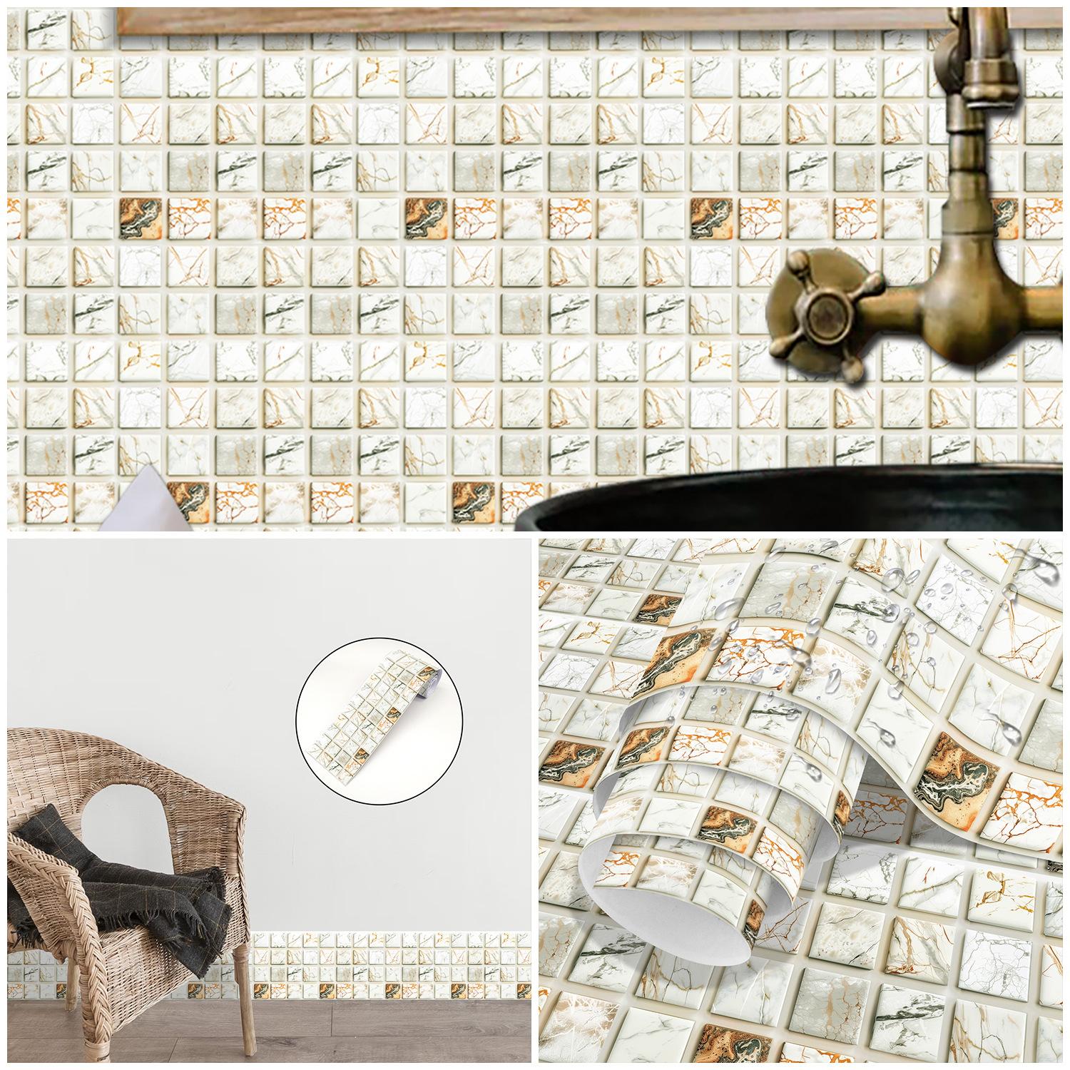 

Роскошная мозаика из каменного кирпича, угловой настенный стикер для плинтуса, ванная комната, офис, стекло, линия талии, домашний декор, водонепроницаемая, напольная, волновод, художественные обои 10cm*240cm*1pc