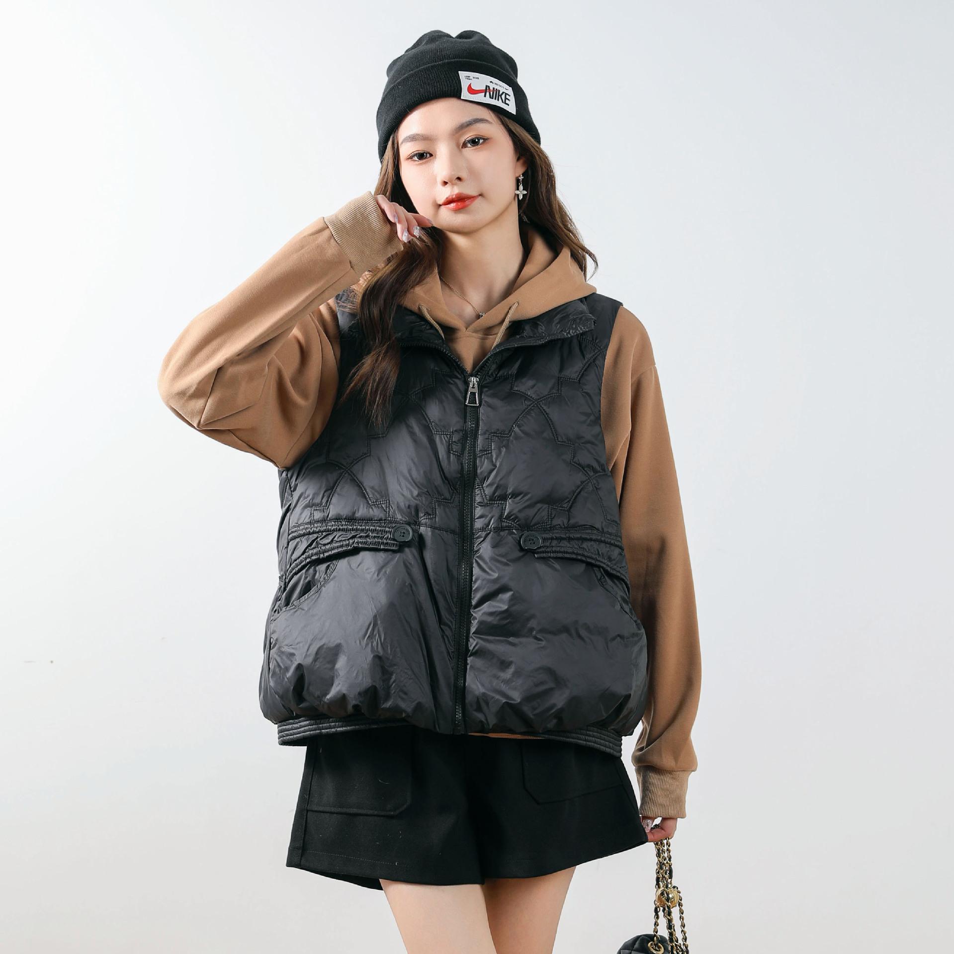 

Жилет женский пуховик осень-зима новый корейский вариант короткий воротник-стойка маленький жилет жилет куртка модный и теплый M