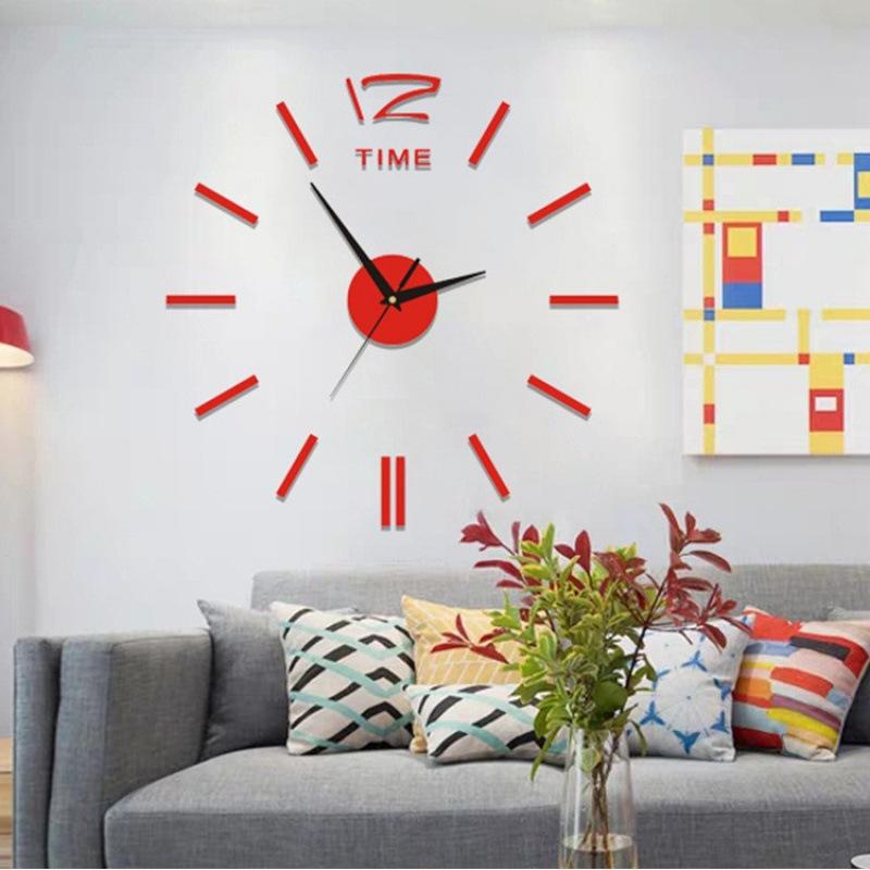 Nordic Minimalist Study Bedroom DIY Wall Clock Creative Acrylic Mirror Clock, No Drilling, Silent Wall Sticker Clock