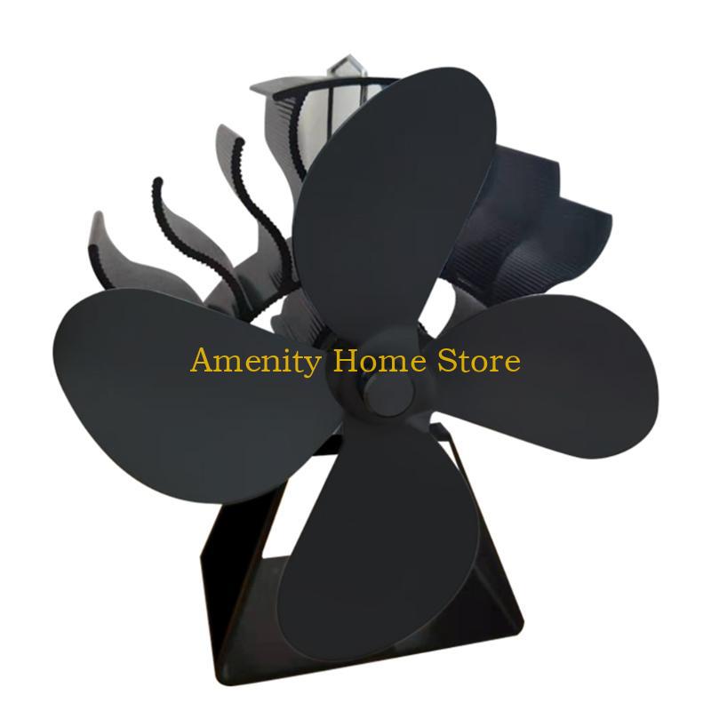 F26C Fireplace Fan Heat Powered Stove Stove Fan Log for Burner Quiet Black чёрный