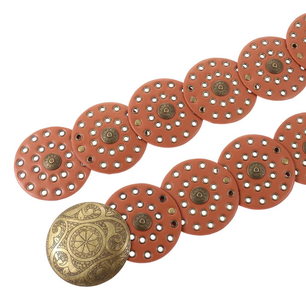 Western Style Disc Belt Y2K Wide Disc Belt Y2K Hollow Disc Belt Hollow Belt  for Women