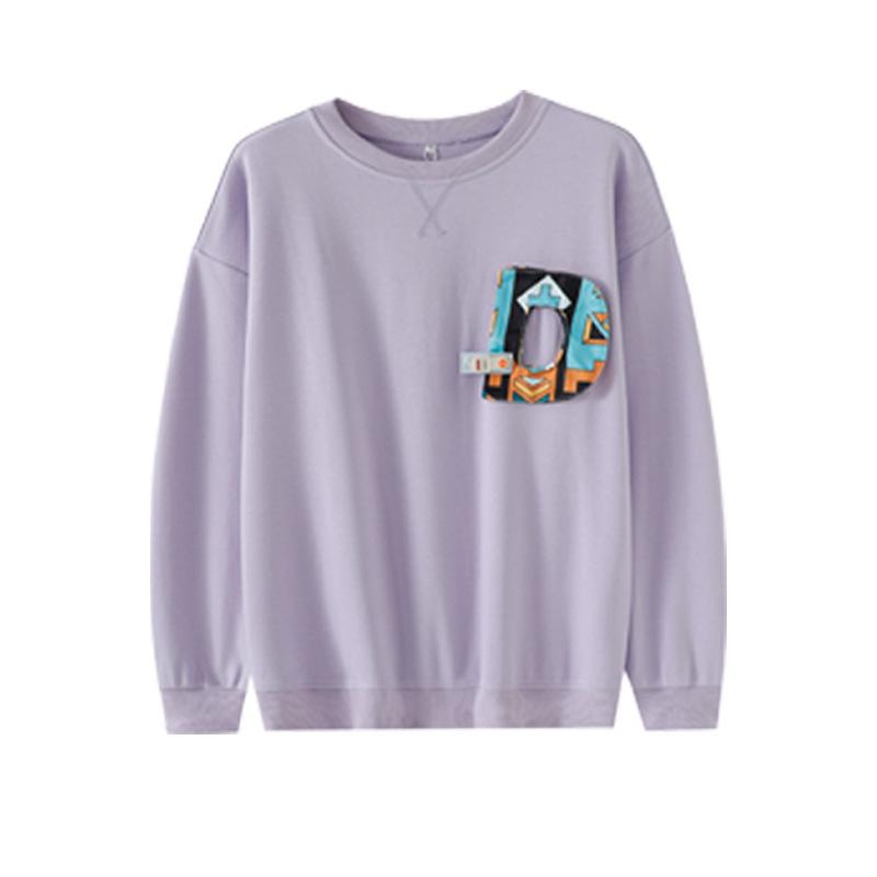

A Large-sized Women s Casual Hoodie for Early Autumn, Featuring A Round Neck and Slimming Long-sleeved Top S світло-фіолетового кольору