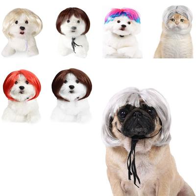 Cute Funny Pet Wig Adjustable Elastic Band Design Dog Wig Pet Cross-Dressing Hair Pet Cosplay Props Photography Prank Gifts
